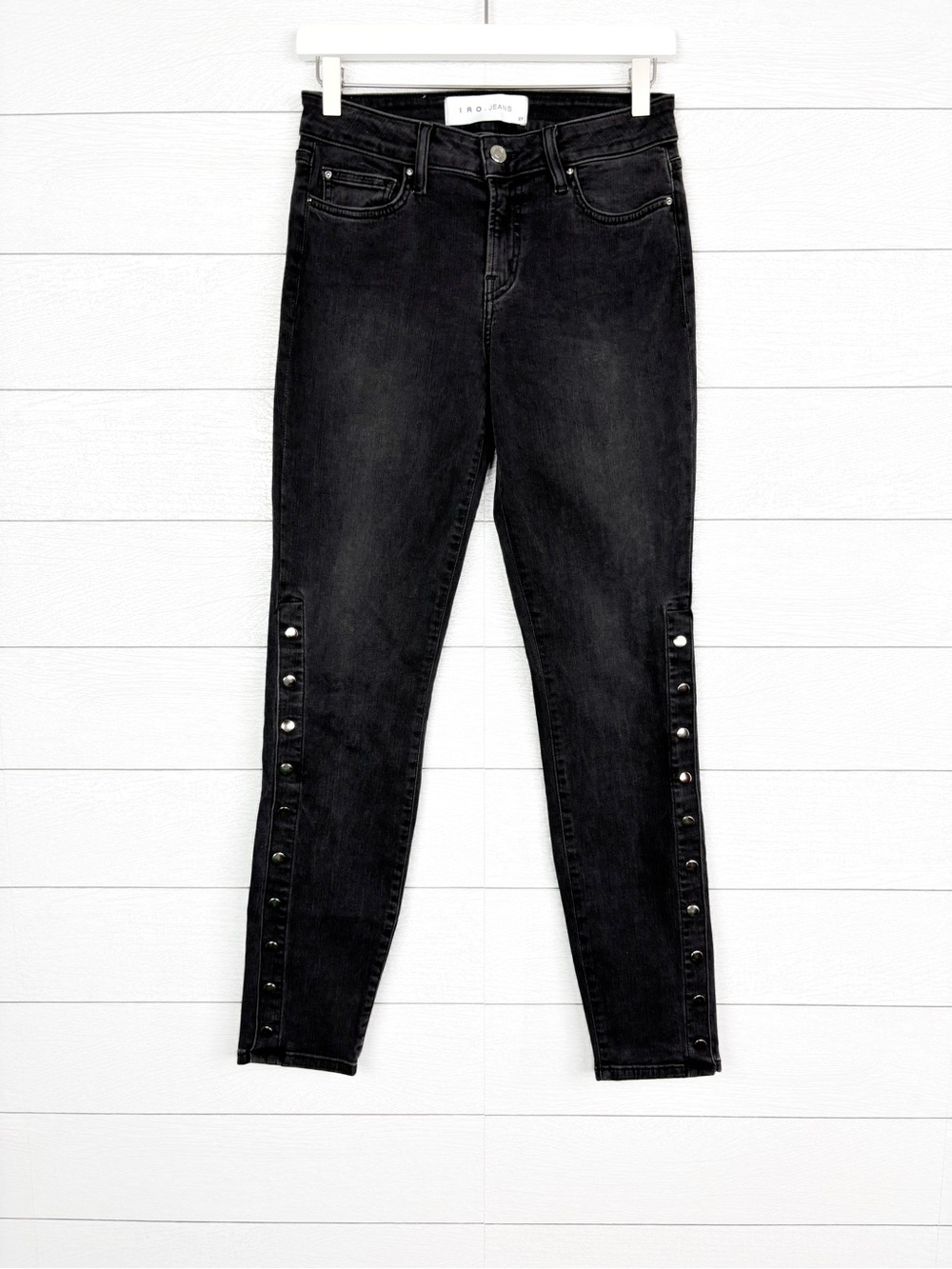 IRO Jeans Biba Snap Button Cuff Washed Black Skinny 27